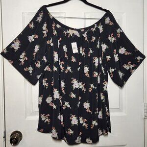 NWT Loft Navy Floral Off the Shoulder Blouse - Size 22  - PRICE IS FIRM